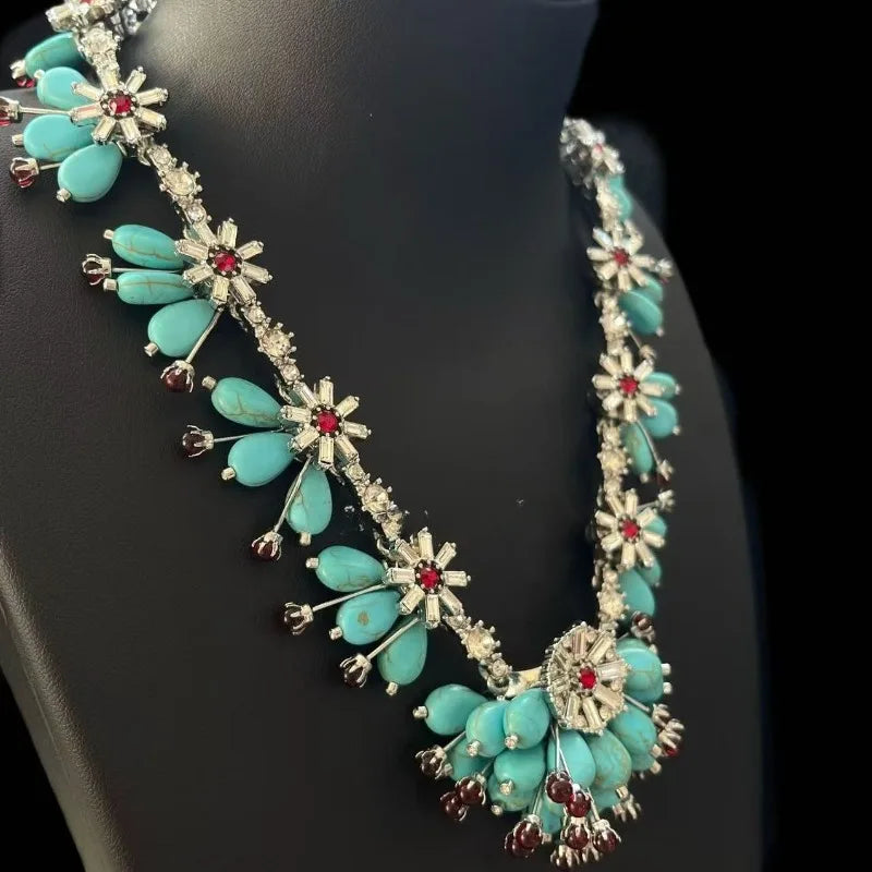 Nishizawa Turquoise Necklaces for Women Retro
