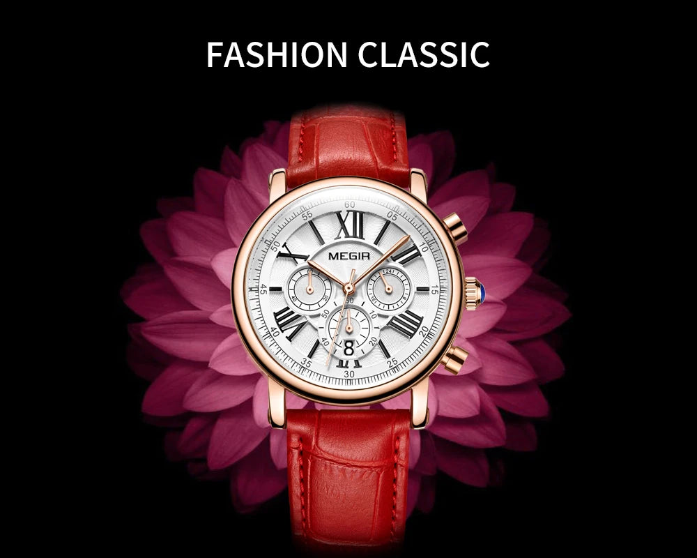Megir Luxury Fashion Quartz Watch for Female Stude.