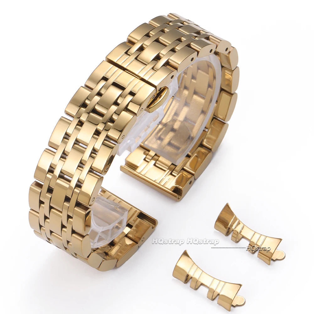 Solid Stainless Steel Band 18mm 20mm 22mm Universal - Gold / 21mm / United States, Gold / 16mm / United States, Gold / 18mm / United States, Gold / 19mm / United States, Gold / 20mm / United States, Gold / 22mm / United States