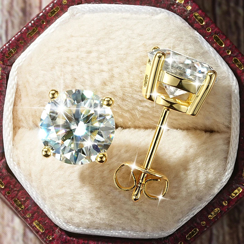 Lnngy 0.3-2CT Moissanite Stud Earrings for Women