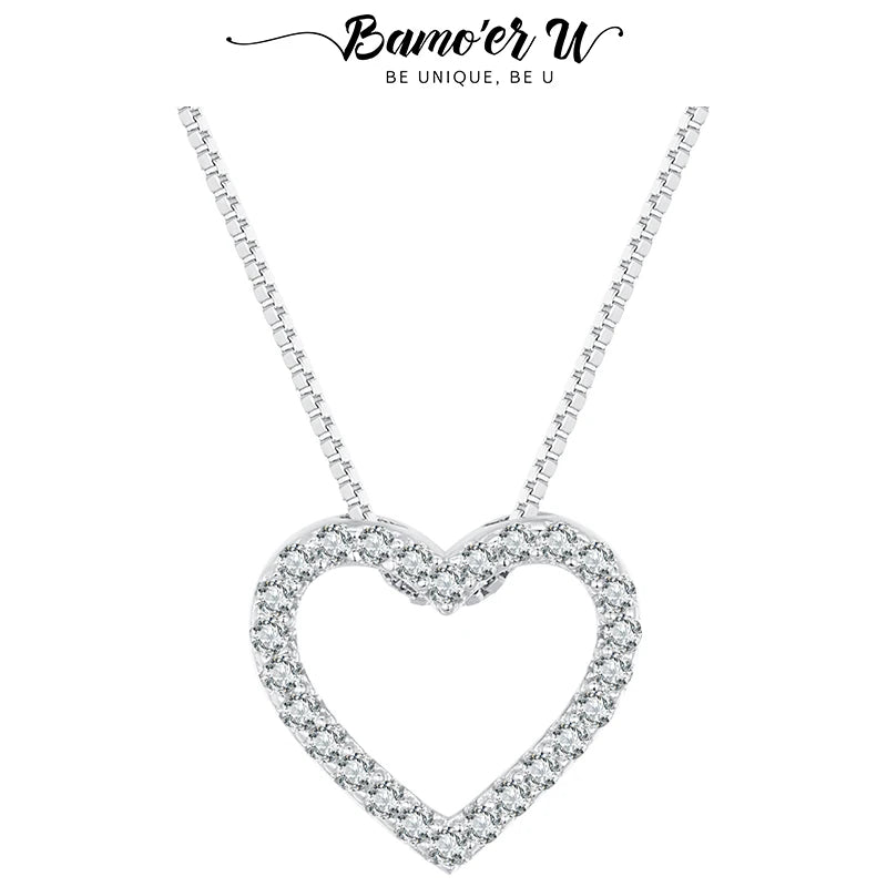 Bamoer U Heart Moissanite Necklace 925 Sterling Silver