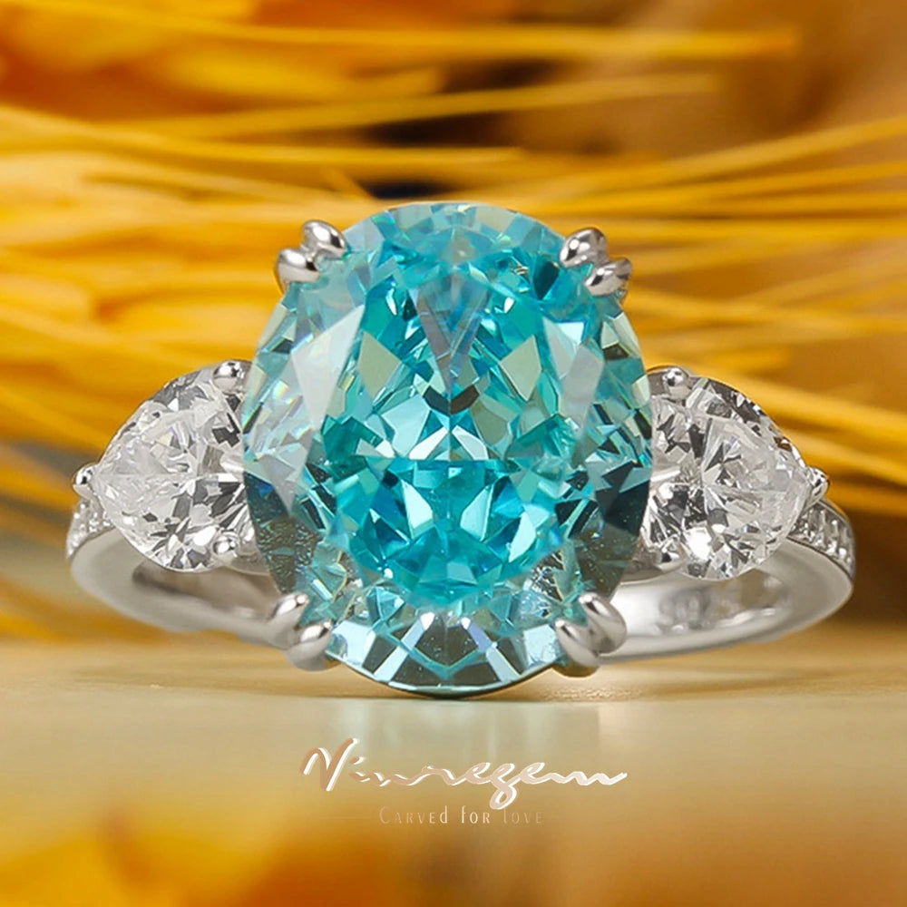 Vinregem 10*12MM Oval Cut Aquamarine High Carbon
