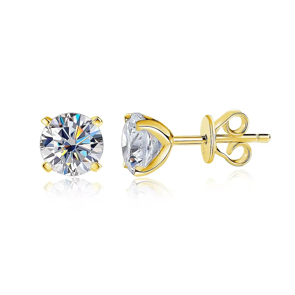 KNOBSPIN Moissanite Earring 0.2-2ct D VVS1 GRA - yellow gold color / 0.2ct 3.5mm, yellow gold color / 5ct 11mm, yellow gold color / 0.5ct 5mm, yellow gold color / 0.3ct 4mm, yellow gold color / 1ct 6.5mm, yellow gold color / 0.8ct 6mm, yellow gold color / 2ct 8mm, yellow gold color / 1.5ct 7.5mm, yellow gold color / 4ct 10mm, yellow gold color / 3ct 9mm
