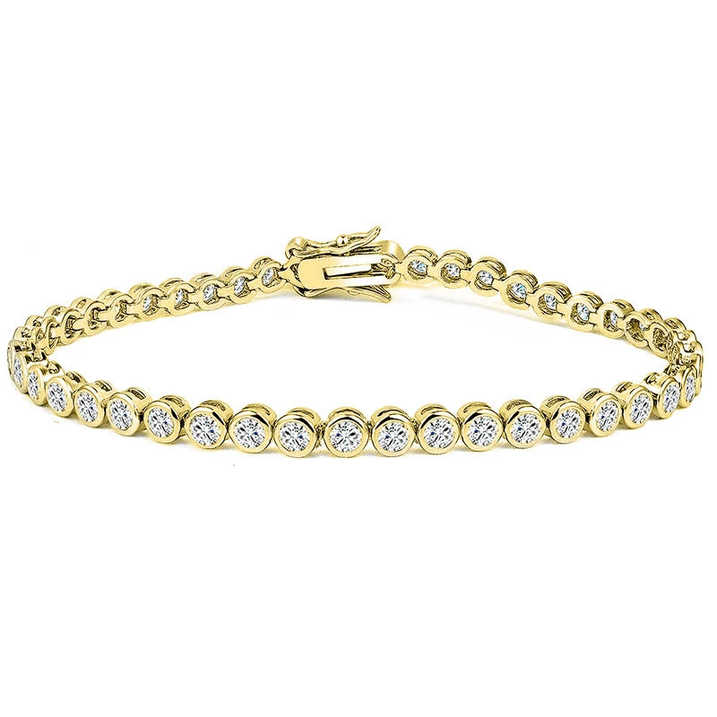 Lnkry Exquisite Round Bezel 3mm Moissanite Tennis