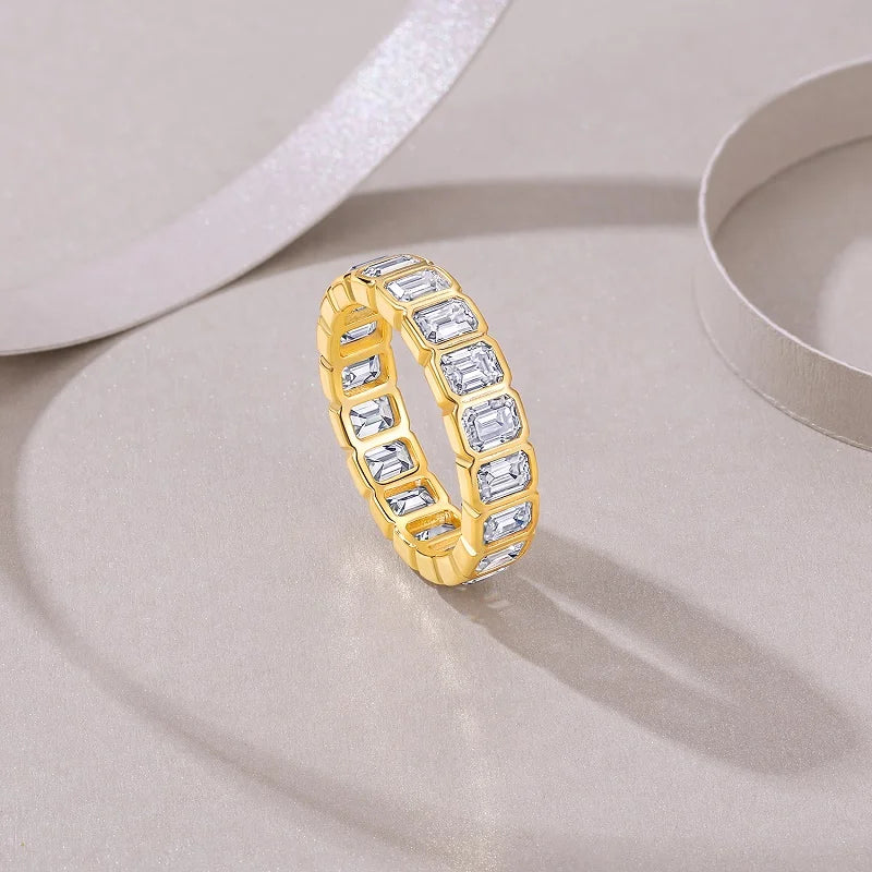 Jiuzuan Moissanite  Ring, S925 Silver, 18K White