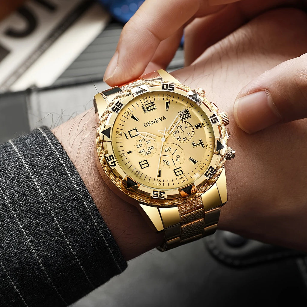 [4pcs/set Business Quartz Watch] Large Dial Trendy