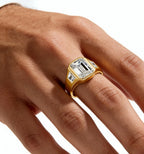 3 Karat Smaragdgeschliffene Moissanit-Ringe für Herren und Damen D