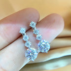 Boucles d'oreilles moissanite de 1 à 2 carats pour femmes, créées en laboratoire