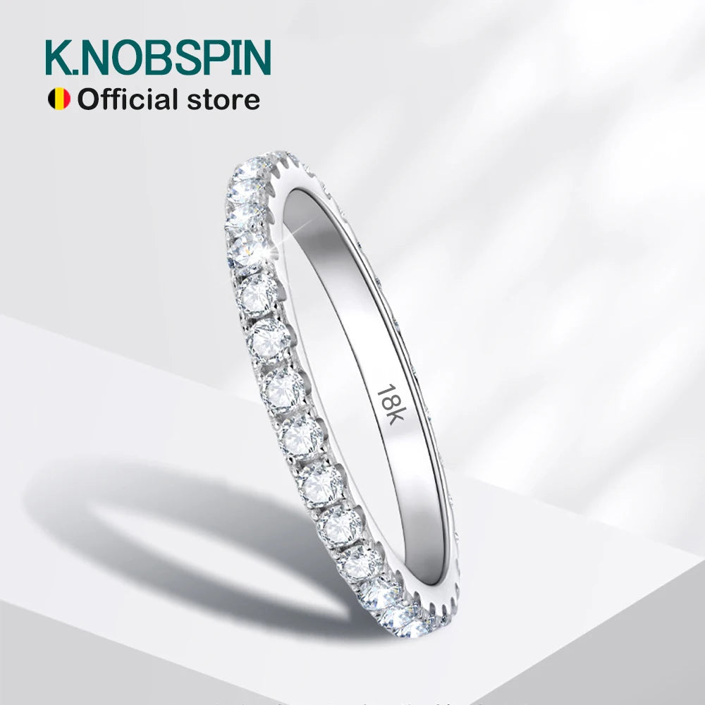 KNOBSPIN 2mm D Color Moissanite Ring 925 Sterling