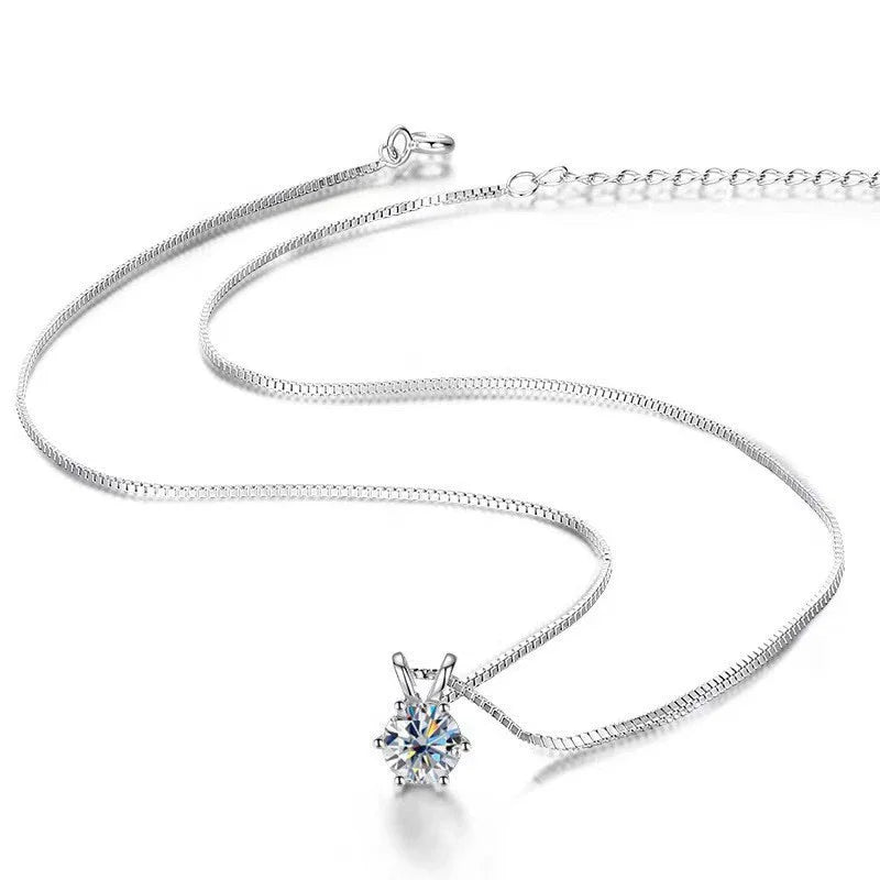 1.0ct-5ct Moissanite Pendant Necklace With Certifi
