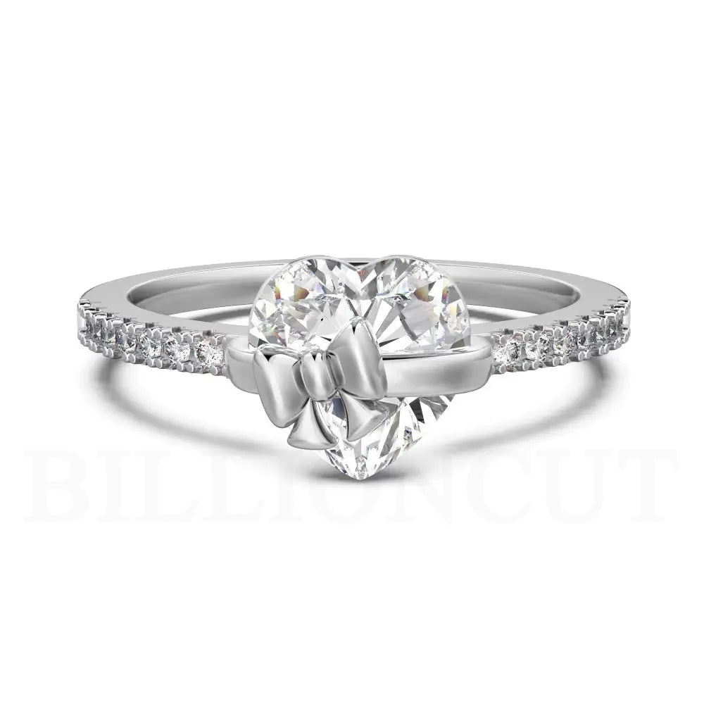NEW 925 Sterling Silver Romantic Heart Bow Ring