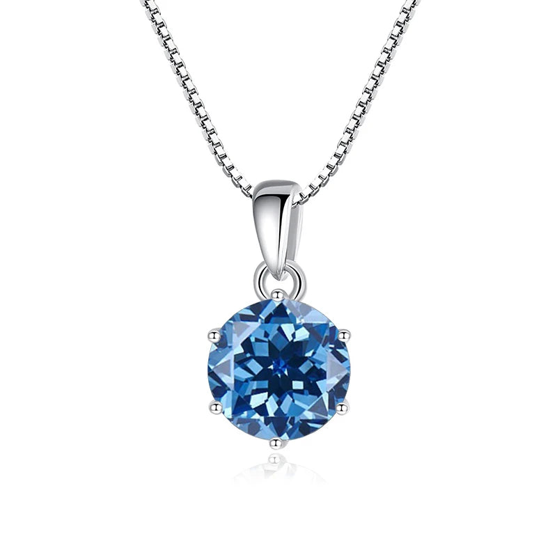 Butterflykiss 1 CT Real Moissanite Pendant Necklace - silver royal blue / 45cm