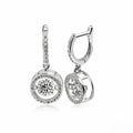 White Gold Plated 0.5/1CT Moissanite Drop Earring for - WHITE / 0.5ct(5mm)and 0.5ct, WHITE / 1.0ct(6.5mm)and1.0ct