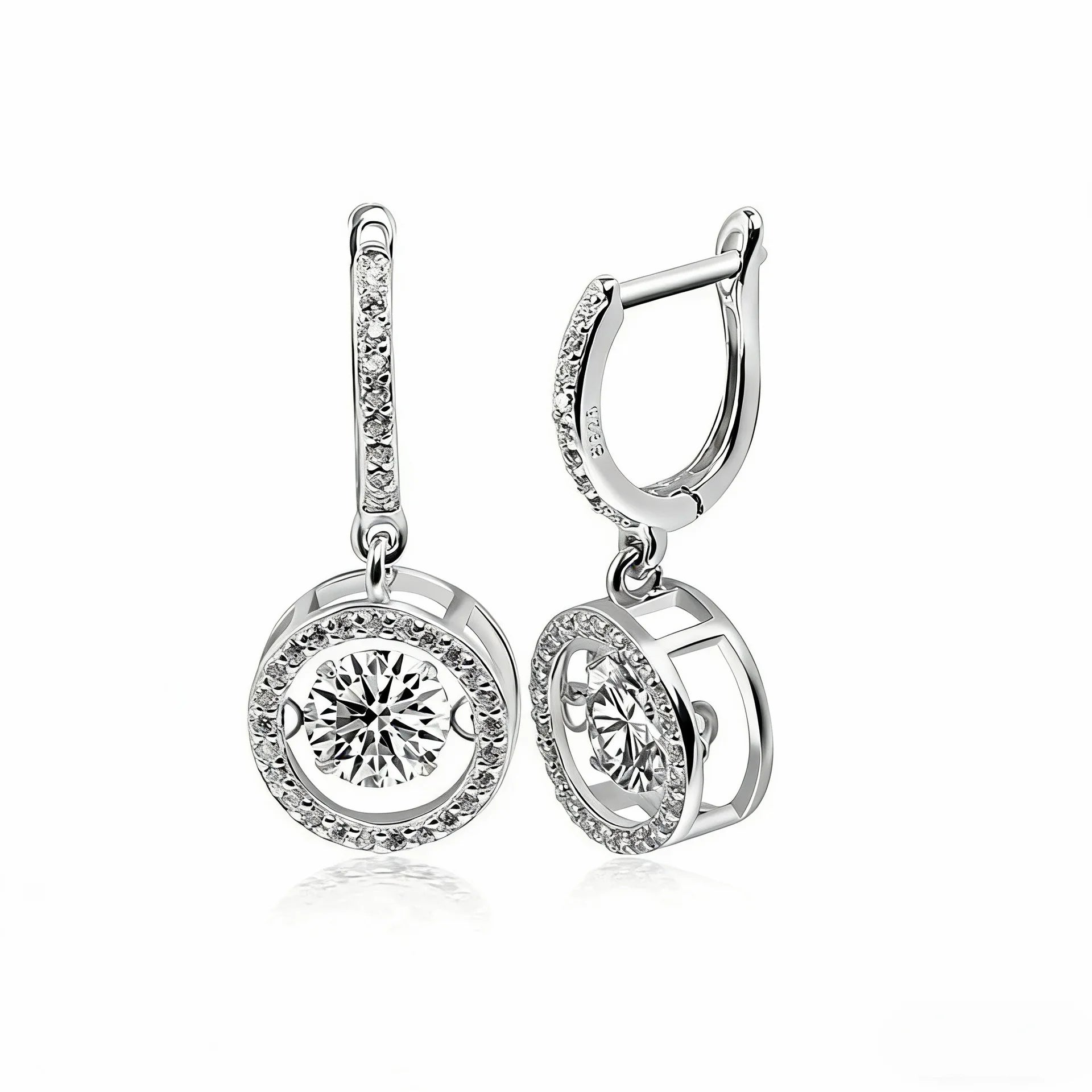 White Gold Plated 0.5/1CT Moissanite Drop Earring for - WHITE / 0.5ct(5mm)and 0.5ct, WHITE / 1.0ct(6.5mm)and1.0ct