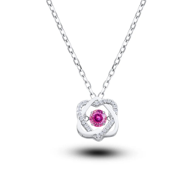 0.5ct GRA Moissanite Necklace for Women Sparkling - love cut pink / China Mainland
