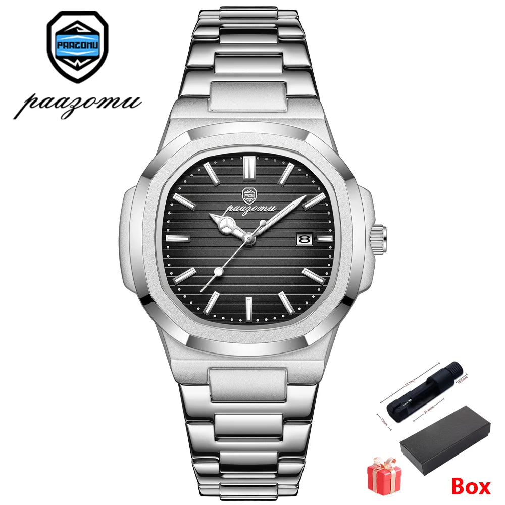 2026 New For Men Fashion Brand Male Watch Waterproof - Silver Black