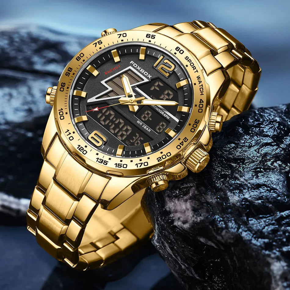 New Foxbox Men Watch Dual Display 30M Waterproof.