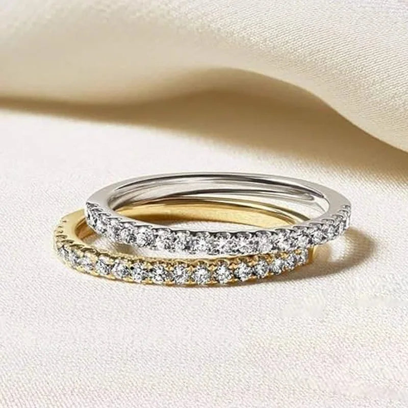 Lnngy Certified 2MM Moissanite Half Eternity Ring