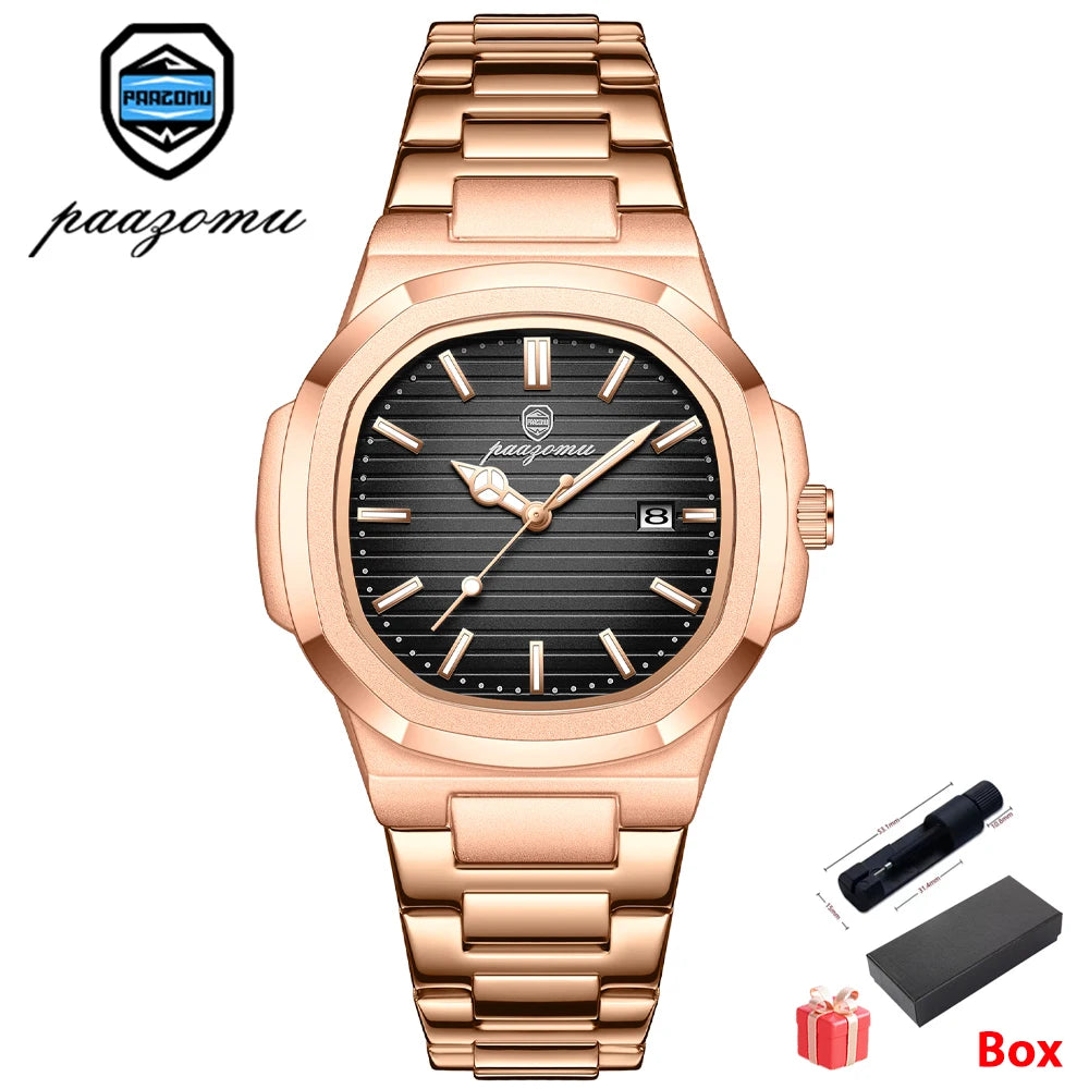 2026 New For Men Fashion Brand Male Watch Waterproof - Gold Black