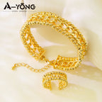 Luxuriöses arabisches Armband-Ring-Set in Goldfarbe
