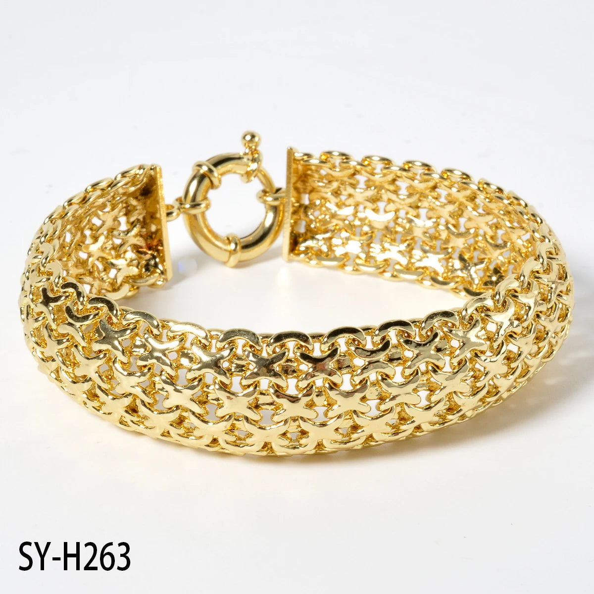 New 18MM wide copper chain bracelet unisex 18K gold - SY-H263-7in