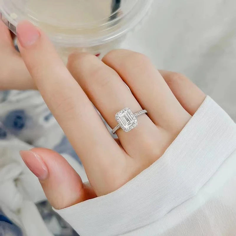Aeteey Moissanite Diamond Square Ring D Color 1CT