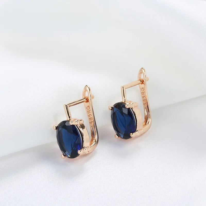 Real 14K Gold Sapphire Earrings for Women Gift