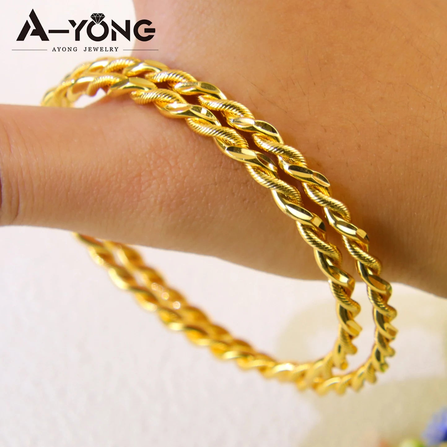 Nigeria Wedding Twist Rope Stackable Bracelet 21k