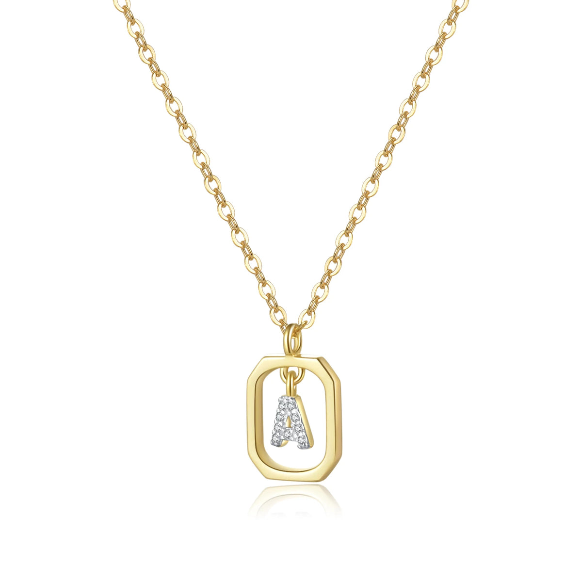 ANDYWEN 925 Sterling Silver Gold Inital Pendant Luxury - Gold A