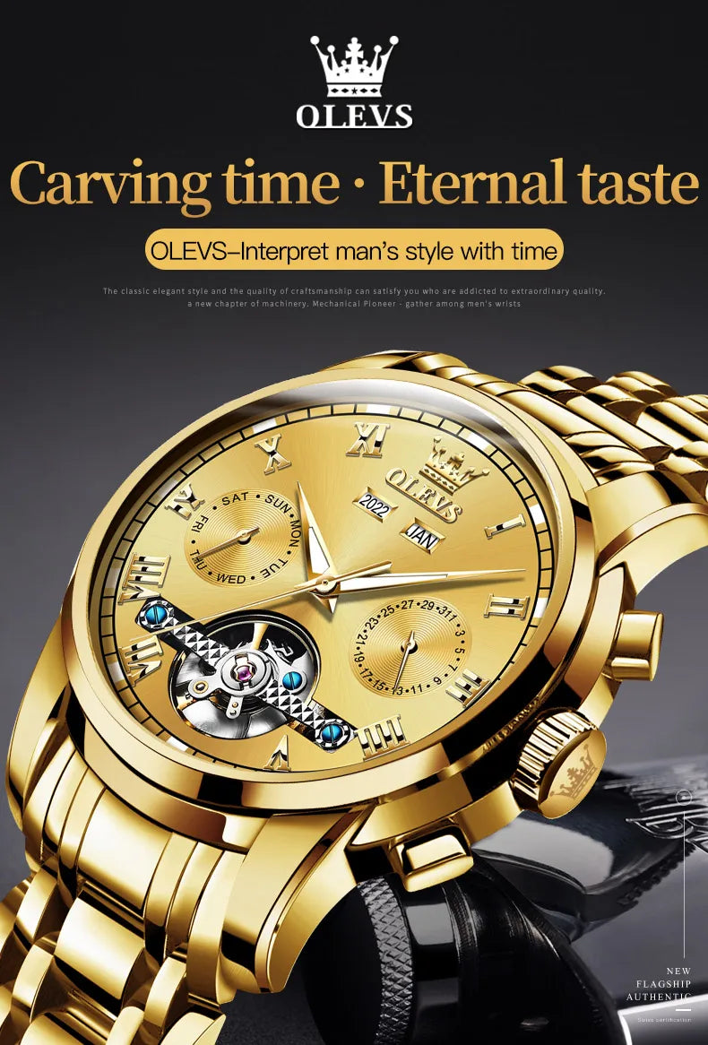 Olevs Automatic Mechanical Watch for Men Date