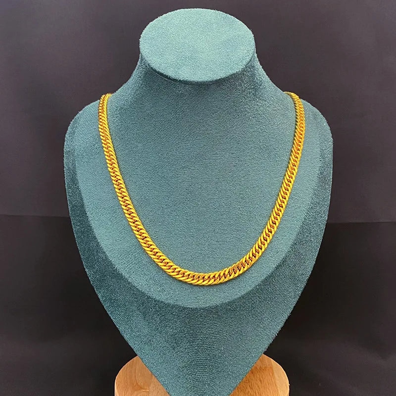Luxurious 9999 24K real gold horsewhip Boss neckla