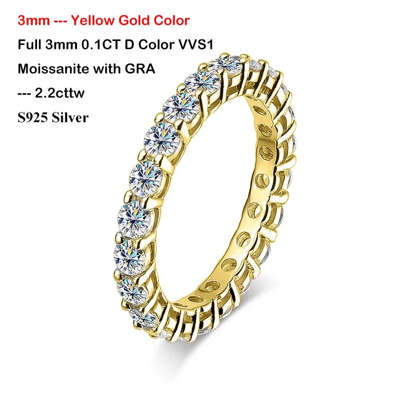 EWYA Luxury 2.2cttw 3mm Moissanite Full Enternity - Moissanite S925 / 3mm Gold / 9, Moissanite S925 / 3mm Gold / 9.5, Moissanite S925 / 3mm Gold / 8, Moissanite S925 / 3mm Gold / 8.5, Moissanite S925 / 3mm Gold / 10, Moissanite S925 / 3mm Gold / 5, Moissanite S925 / 3mm Gold / 5.5, Moissanite S925 / 3mm Gold / 4, Moissanite S925 / 3mm Gold / 4.5, Moissanite S925 / 3mm Gold / 7, Moissanite S925 / 3mm Gold / 7.5, Moissanite S925 / 3mm Gold / 6, Moissanite S925 / 3mm Gold / 6.5