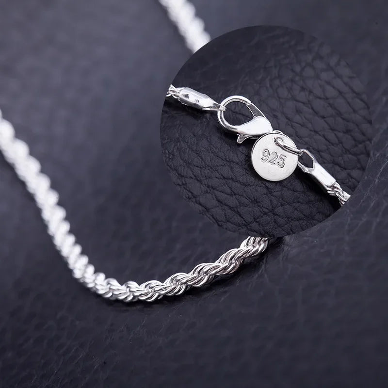 Hot Charms Fine 4MM Rope Chain 925 Sterling Silver
