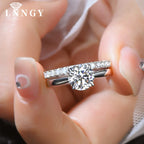 Lnngy 8mm 2ct runder Moissanit-Ring gesetzt mit