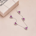 Genuine S925 Sterling Silver Necklace  5-Color Heart - Red / 40-45cm