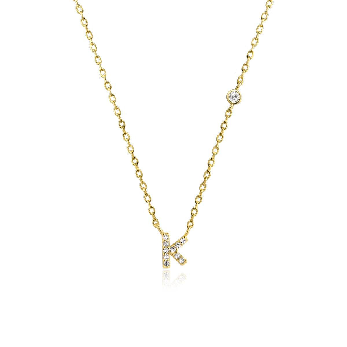 ANDYWEN 925 Sterling Silver Gold Small 26 Letters A- Z - Gold K