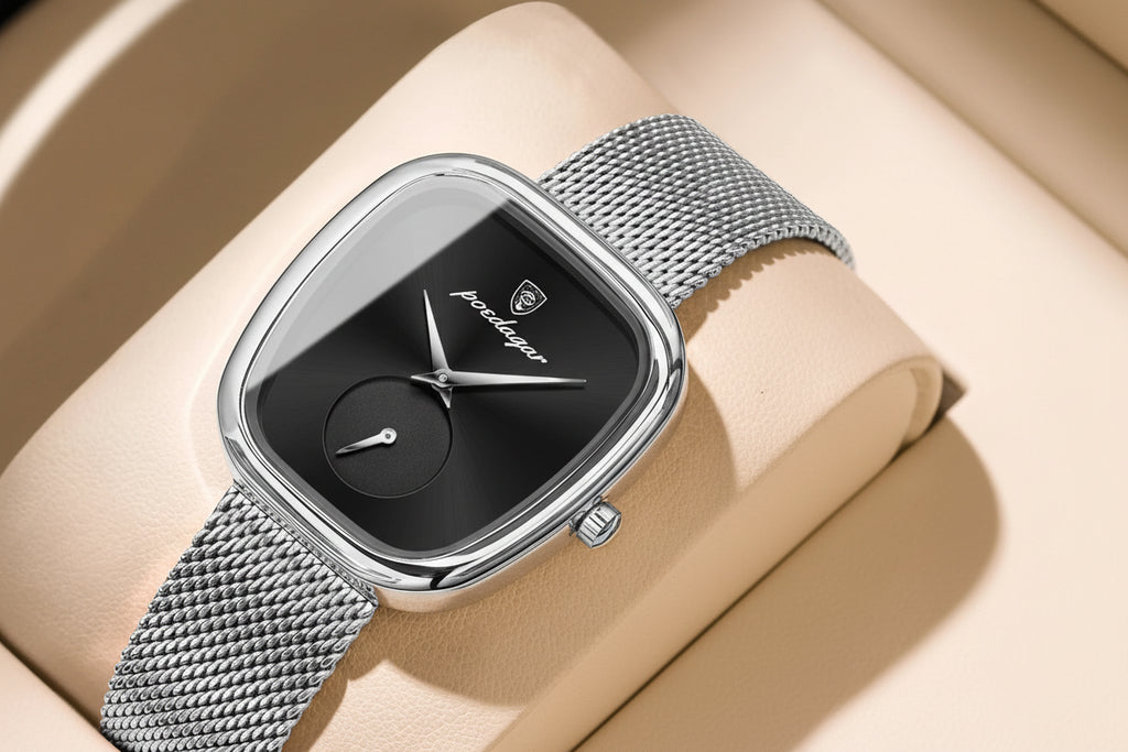 POEDAGAR Luxury Fashion Elegant Ladies Watch - 783 Silver Black