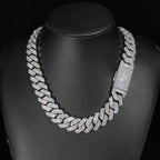 Collier ras du cou lourd Hip Hop Two Stone 20mm 2