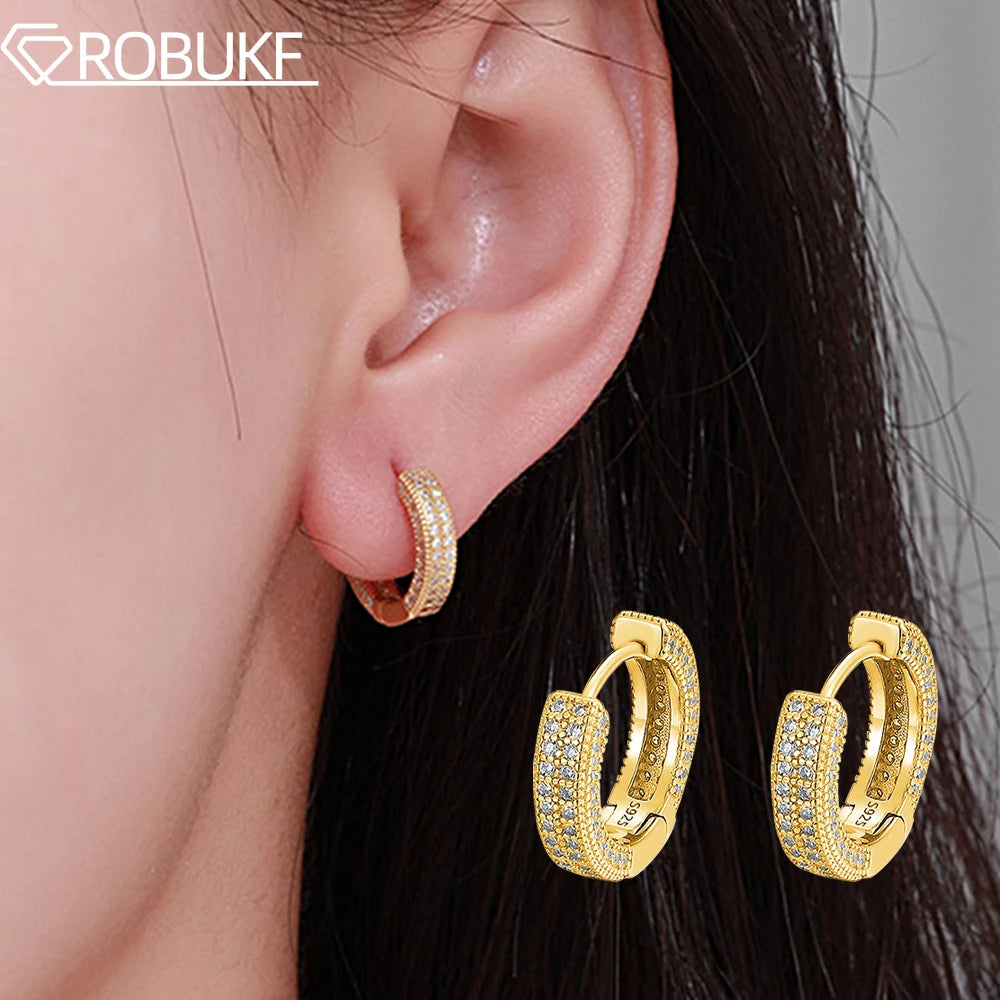 D Color Full Moissanite Hoop Earrings For Women.