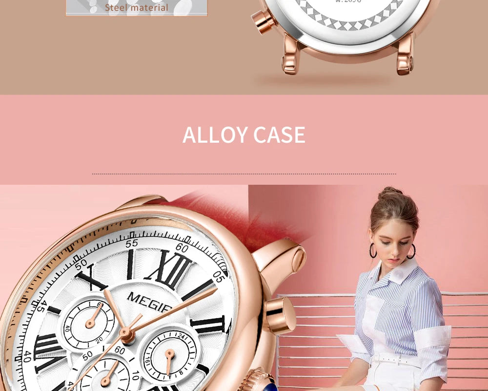 Megir Luxury Fashion Quartz Watch for Female Stude