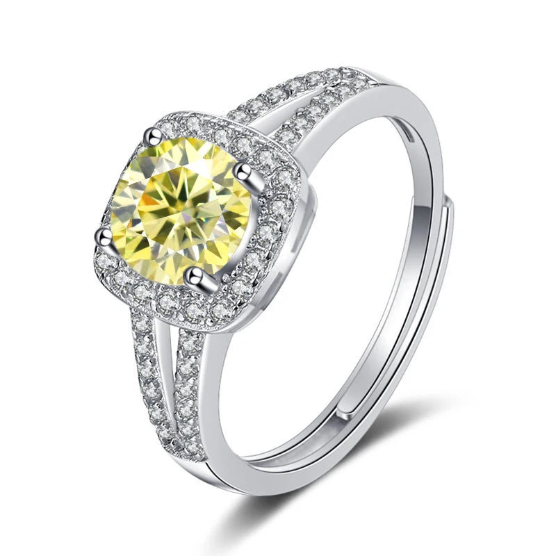 JoyceJelly 13-farbiger echter Moissanitring 1 Karat 6,5 MM