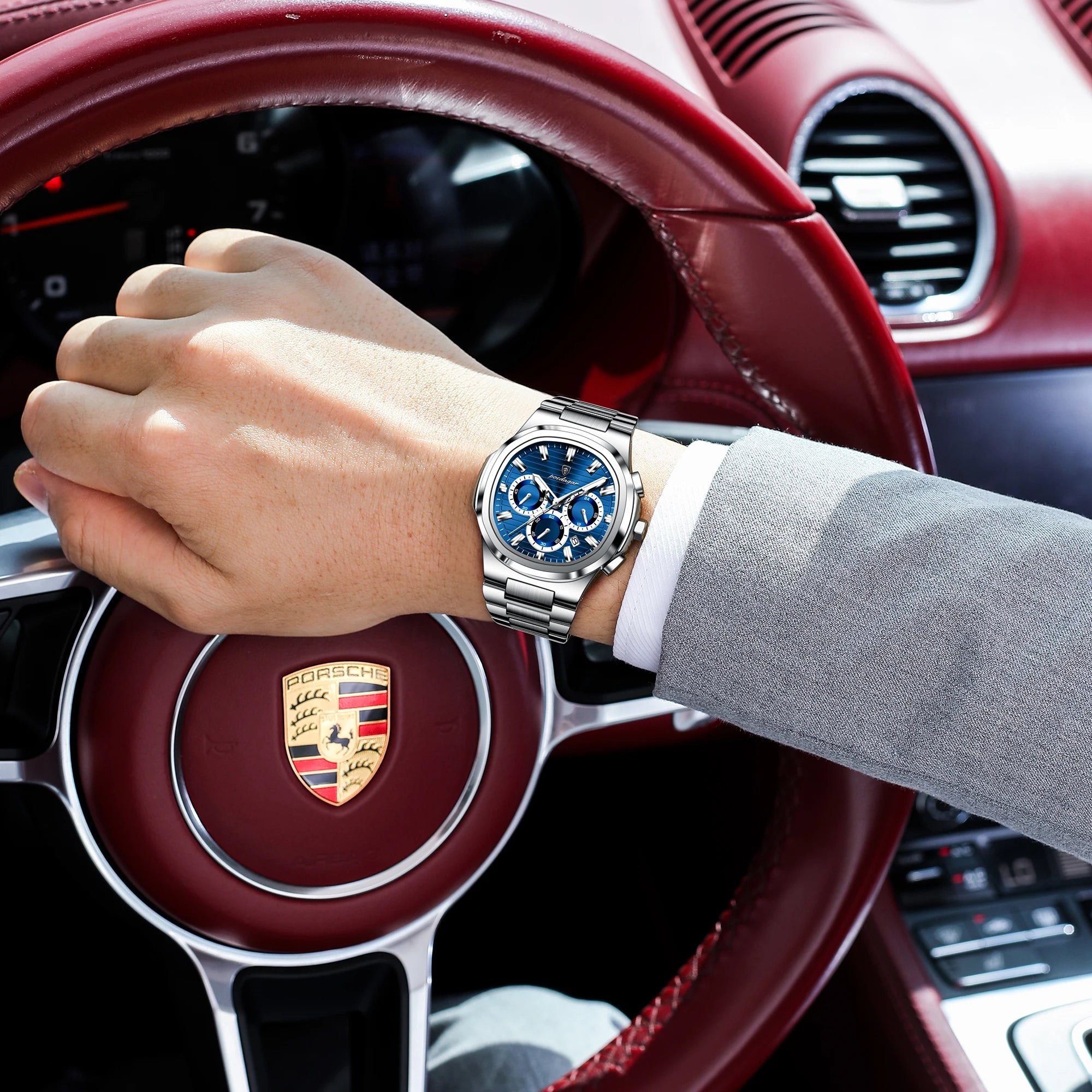 Poedagar Business Male Clock Date Chronograph