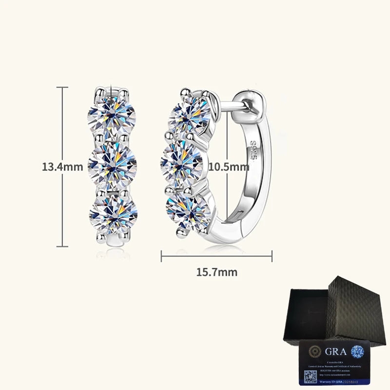 These 925 sterling silver moissanite earrings are