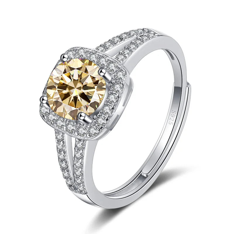JoyceJelly 13-farbiger echter Moissanitring 1 Karat 6,5 MM