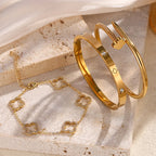 Stainless Steel Gold Plated Four-Leaf Flower Nails