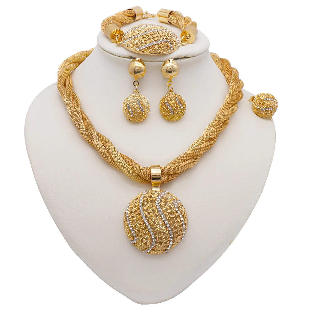 Dubai Women Gold Color Jewelry Sets African Wedding - CJ-1044-I2