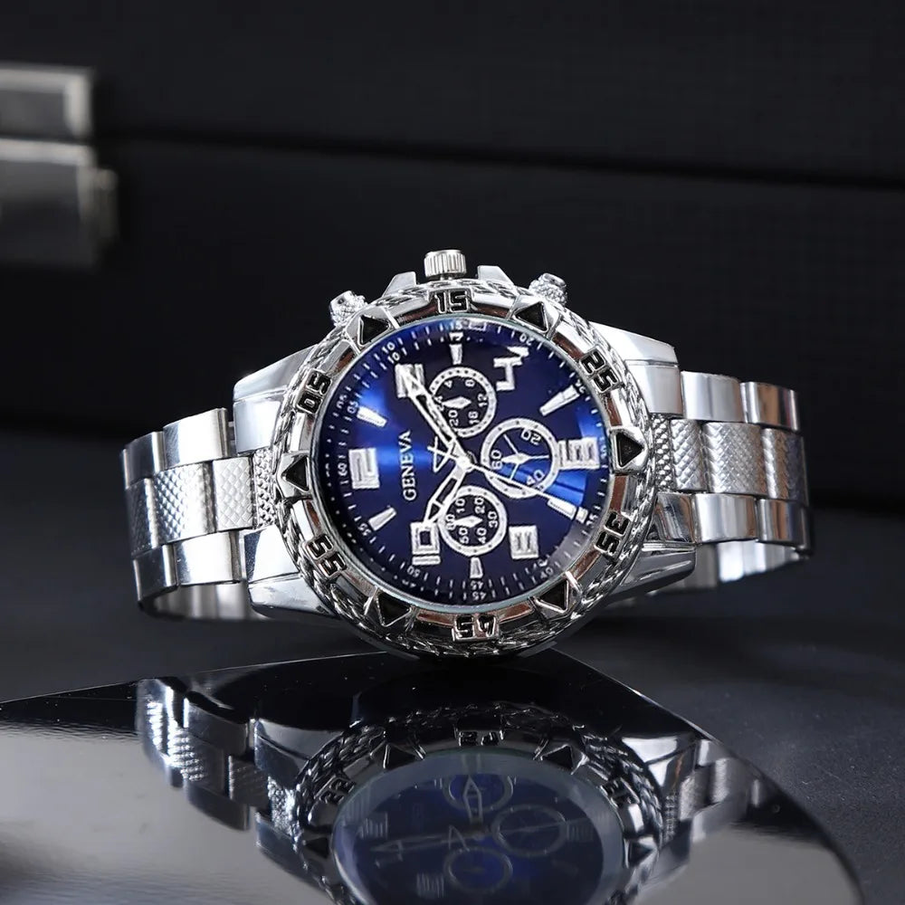 [4pcs/set Business Quartz Watch] Large Dial Trendy