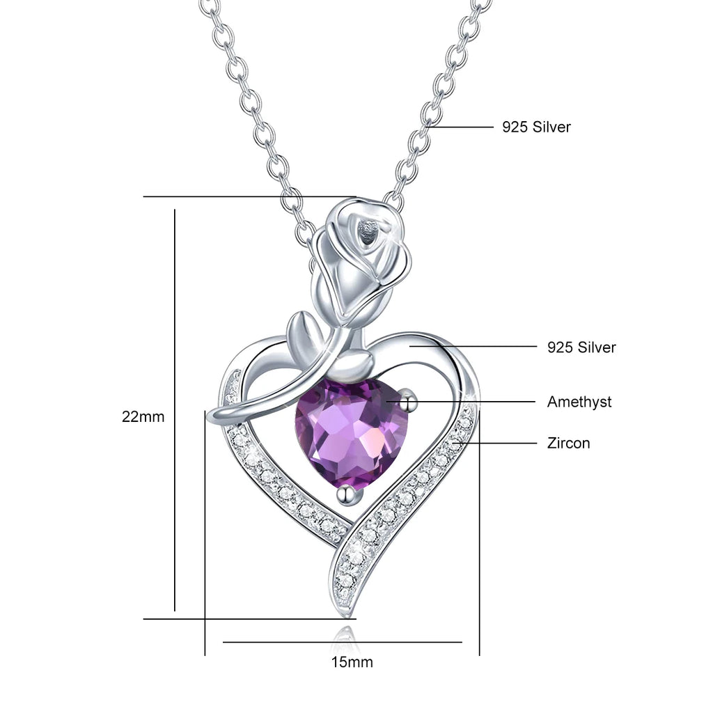 Romantic 925 Silver Necklace Rose Heart Design
