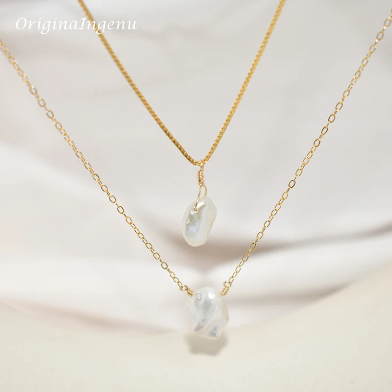 Natural Baroque Pearl Necklace Handmade Jewelry