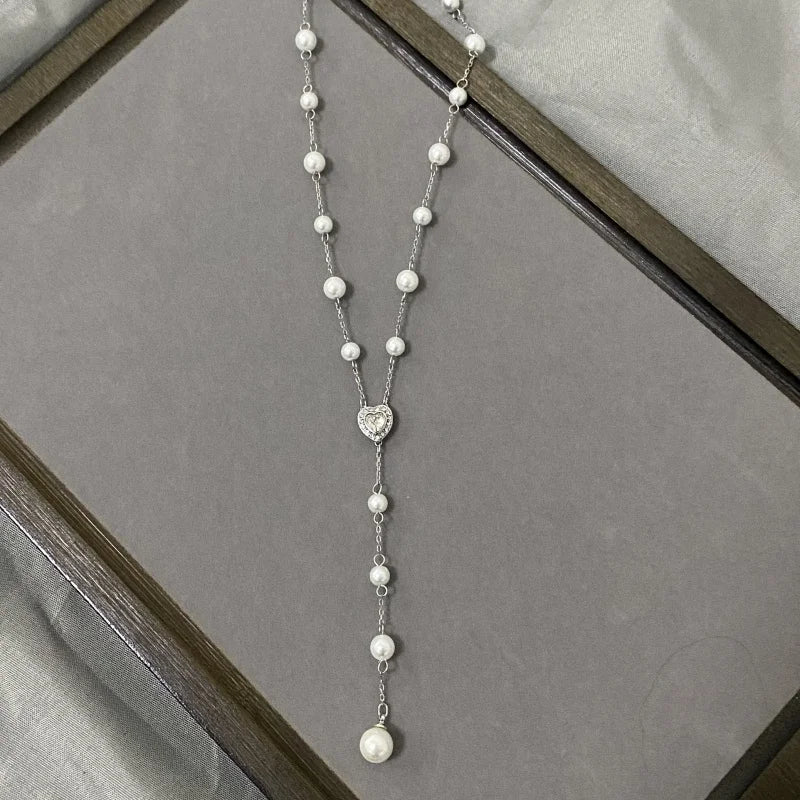Love pearl necklace, women's light luxury versatil